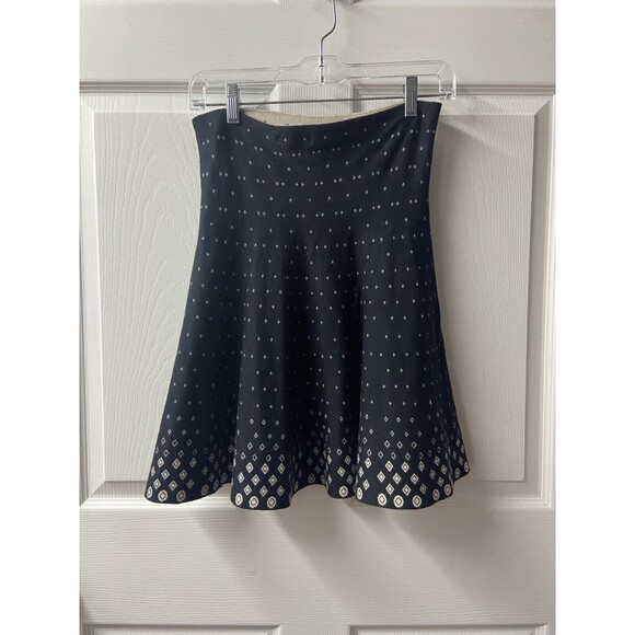 Max Studio Knit Skirt Womens Size Small/ Medium Fit & Flare Black White Stretchy - Picture 3 of 6